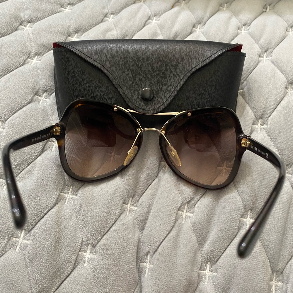 Prada Tortoise Shell Sunglasses with Gold Accent - Picture 3 of 4